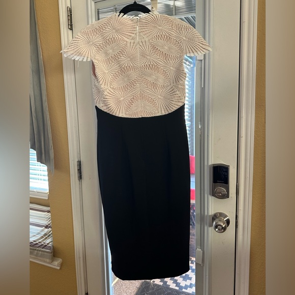Tadashi Shoji Elegant Black and Cream lace Dress size 2 - Picture 2 of 10